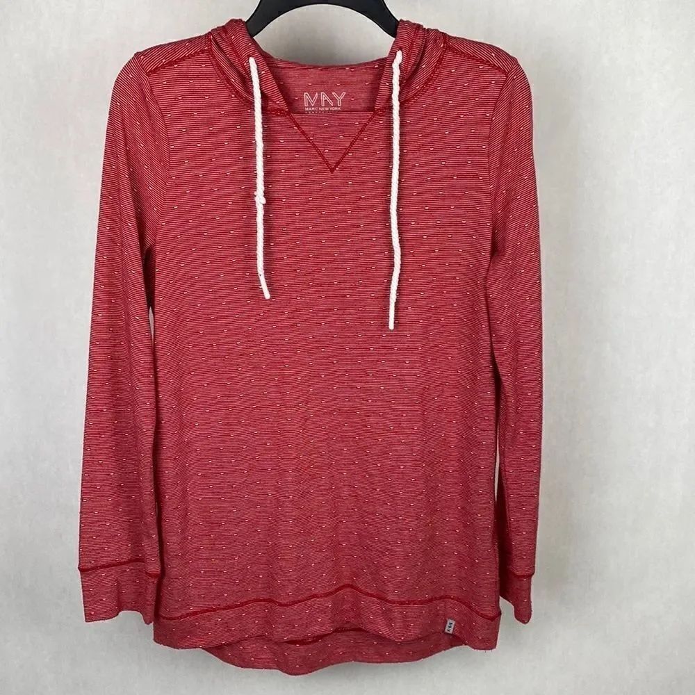 MAY by Marc New York Performance Pullover Hoodie Medium Lightweight Red White